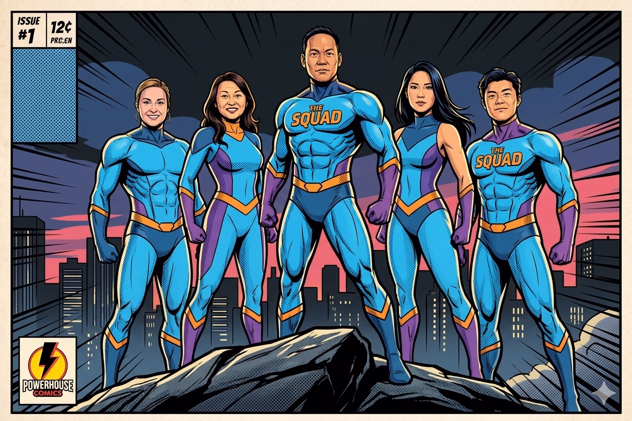 Next-gen AI photo lab - Lucky Frog Photo Marketing Snowflake Superhero Comic Snowflake Superhero Comic Snowflake Superhero Comic