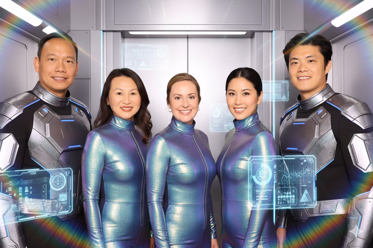 AI Photo Booth for Trade Shows: A Smarter Engagement Plan - Lucky Frog Photo Booth | Corporate Event Rentals holographic groups AI portrait photo booth rental at corporate event in Orange County, CA