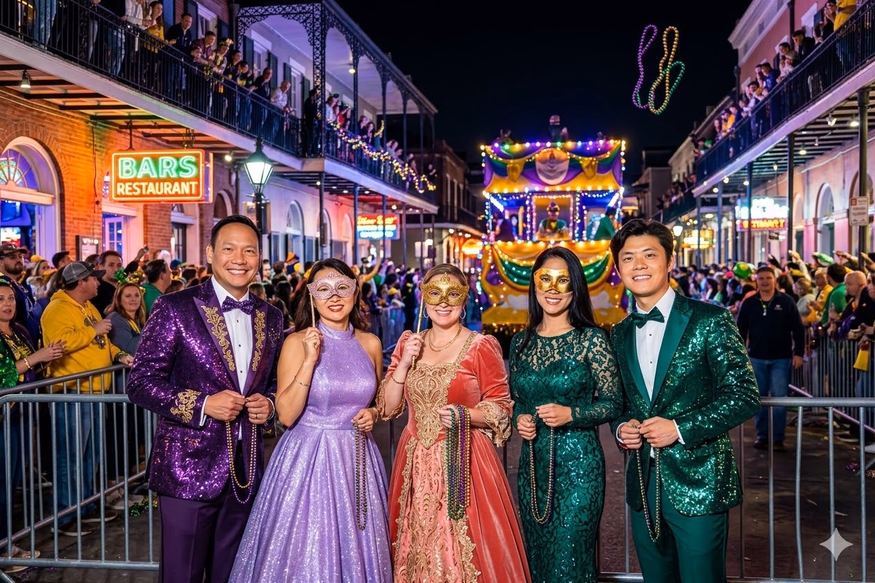 Branded Interactive AI Photo Booth Rental Newport Beach and Costa Mesa - Lucky Frog Photo Marketing Mardi Gras