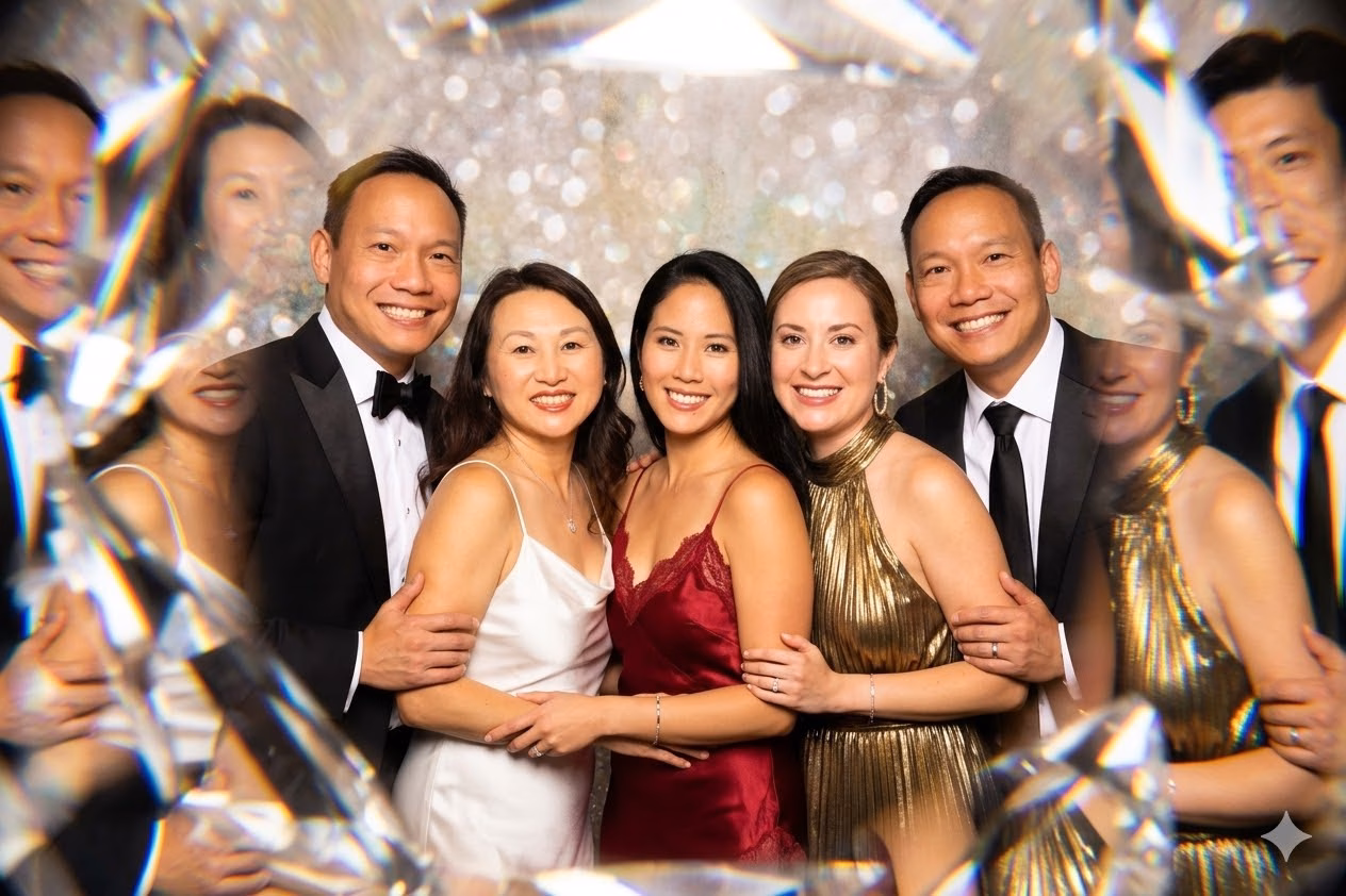prismatic glass theme with soft gold background background with shimmering lights.