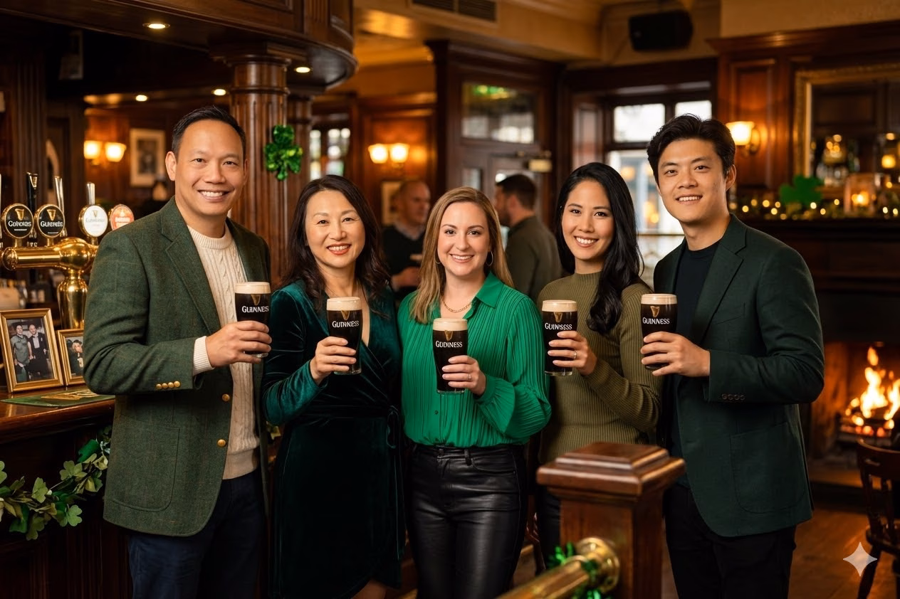Branded Interactive AI Photo Booth Rental Newport Beach and Costa Mesa - Lucky Frog Photo Marketing st patricks day group