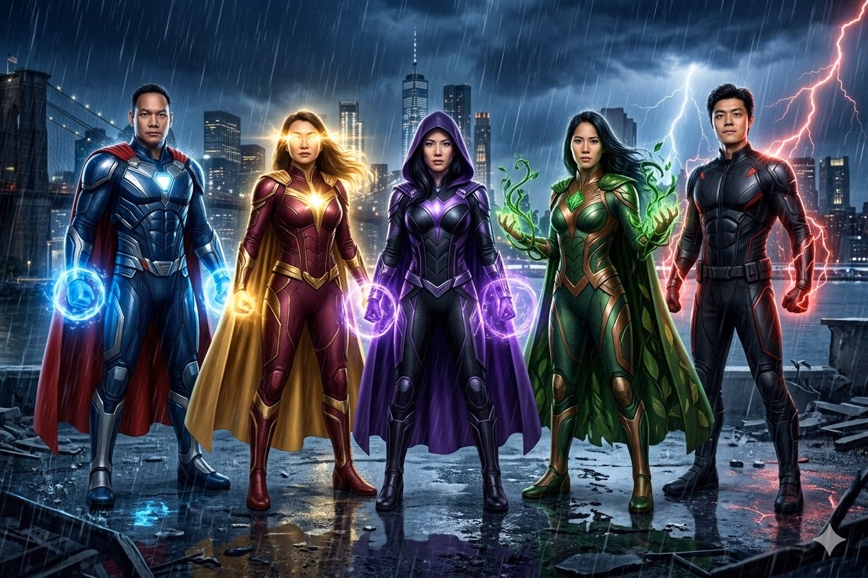 Next-gen AI photo lab - Lucky Frog Photo Marketing superheros group shot on debris strewn rooftop at night 1 superheros group shot on debris strewn rooftop at night superheros group shot on debris strewn rooftop at night