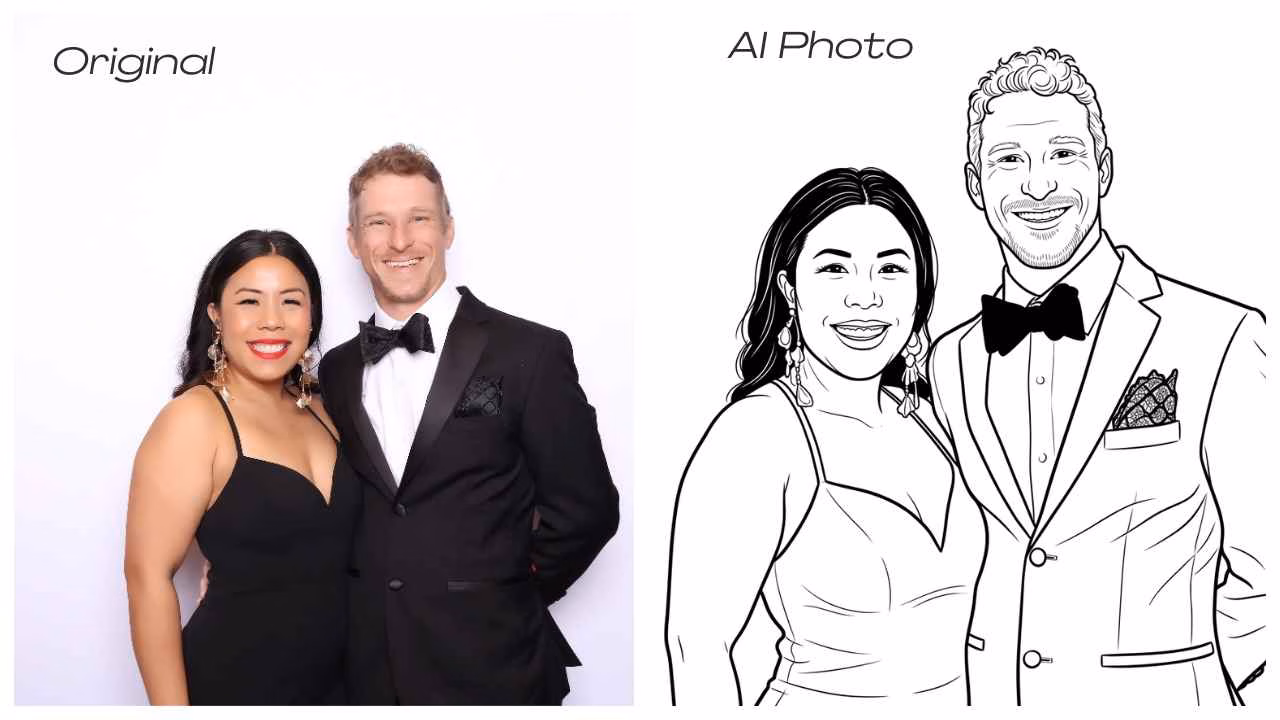 Photo Booth Rental Orange County: A Smarter Booking Guide - Lucky Frog Photo Marketing AI Drawing Before & After