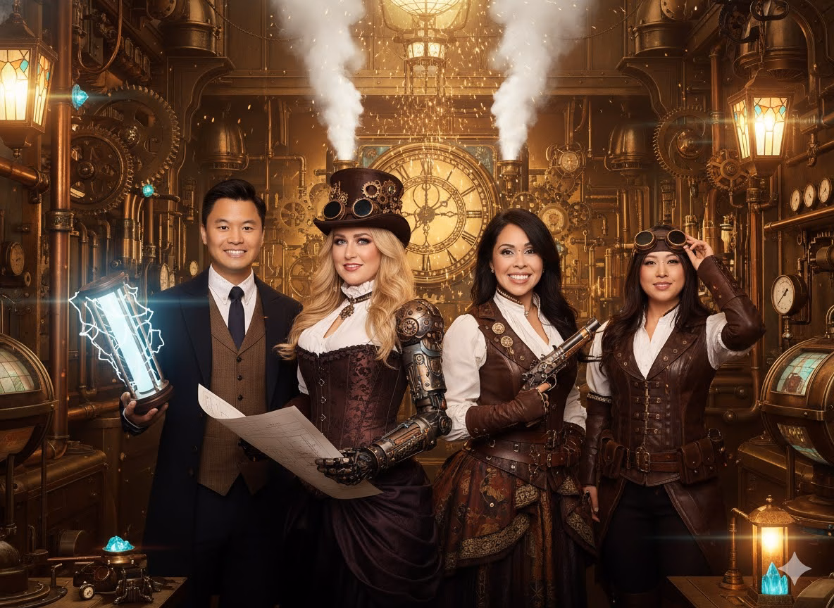 Generative AI Photo Experience Long Beach Guide - Lucky Frog Photo Marketing Steampunk Luminary Portrait.png