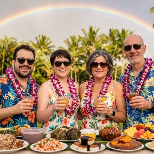 luau in Hawaii photo realistic luau in Hawaii photo realistic luau in Hawaii photo realistic